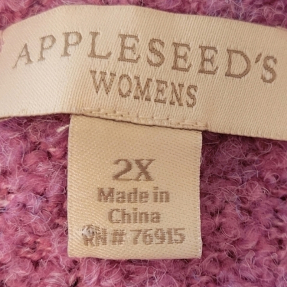 APPLESEED'S Luxe Boucle Pink Button Up Cardigan Sweater Size 2X - Picture 4 of 7